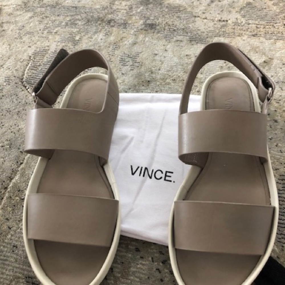 VINCE Wood Smoke (grey) smooth leather sandals